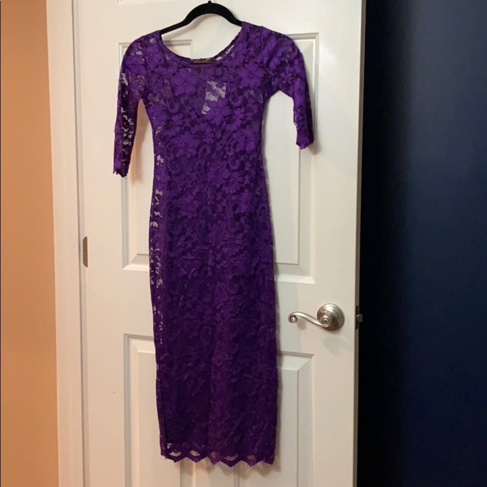 Deep purple lace midi dress